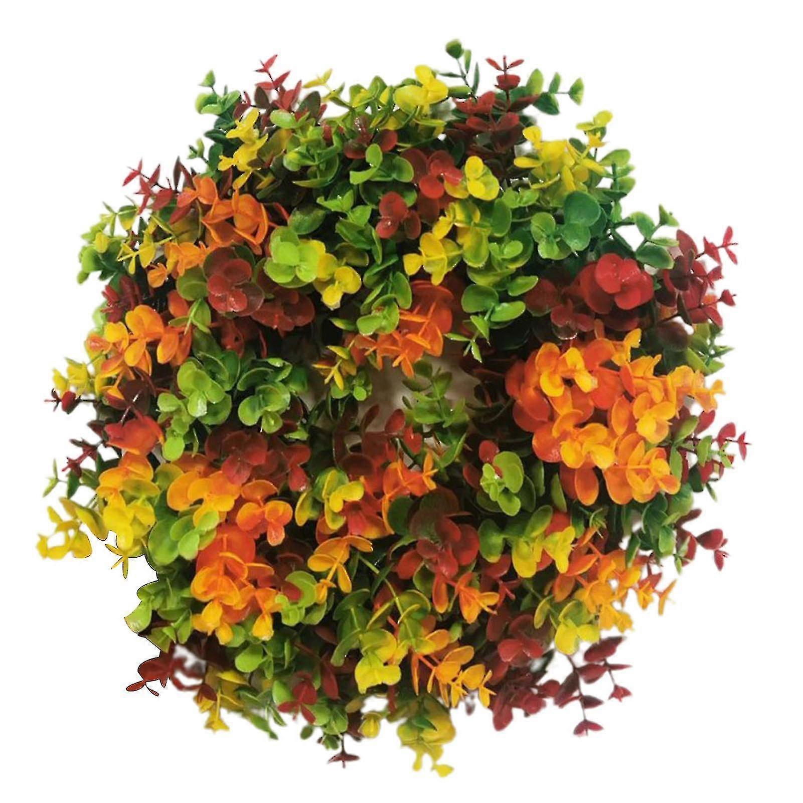 Autumn Wreath Rustic Widely Applied No Withering Rural Fall Eucalyptus Farmhouse Wreath For Front Door Kaesi -JRCL