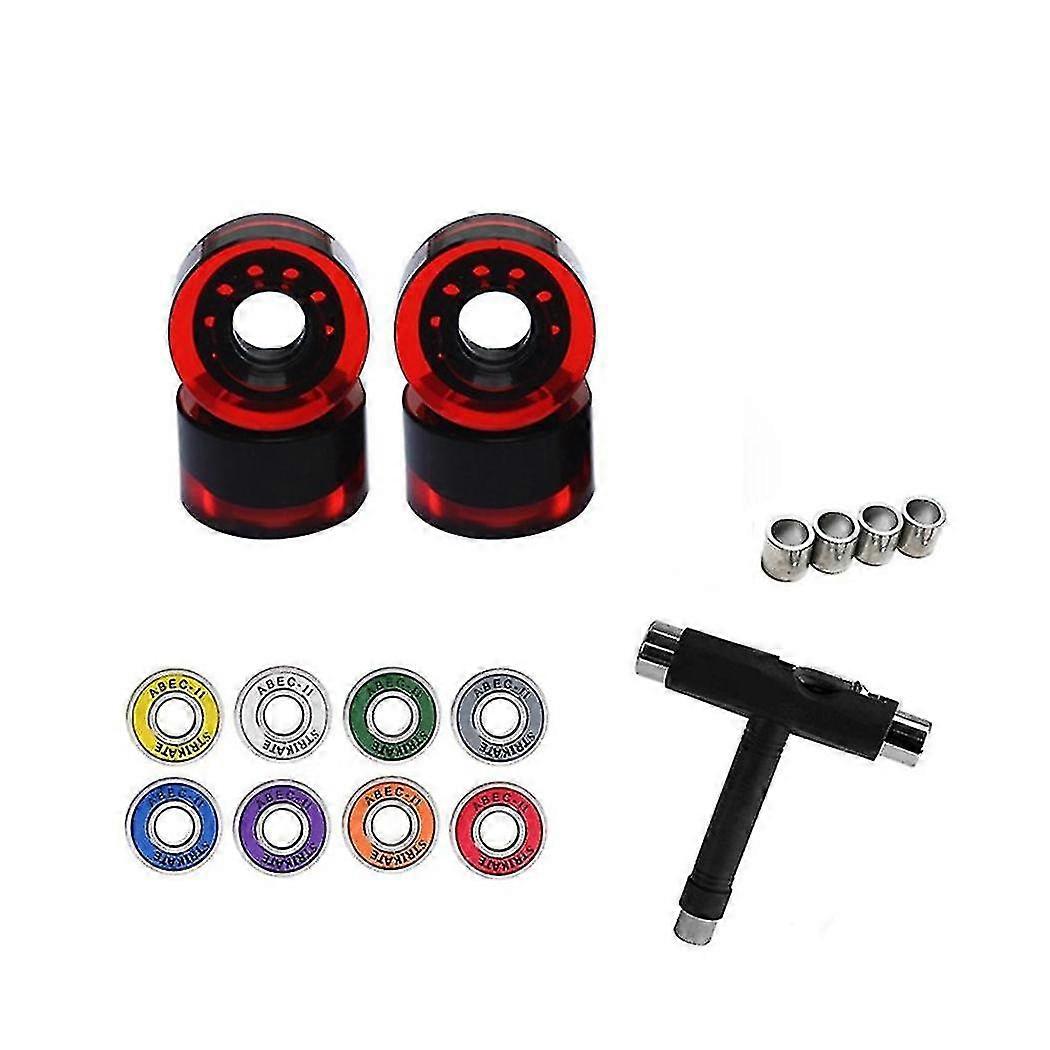 4pcs City Run Freestyle Skateboard Wheels 56mm Tools,red