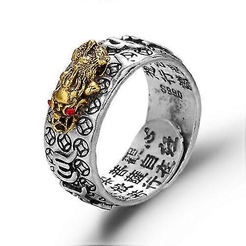 Feng Shui Pixiu Adjustable Ring Buddhist Mantra Attract Wealth Lucky Open Ring