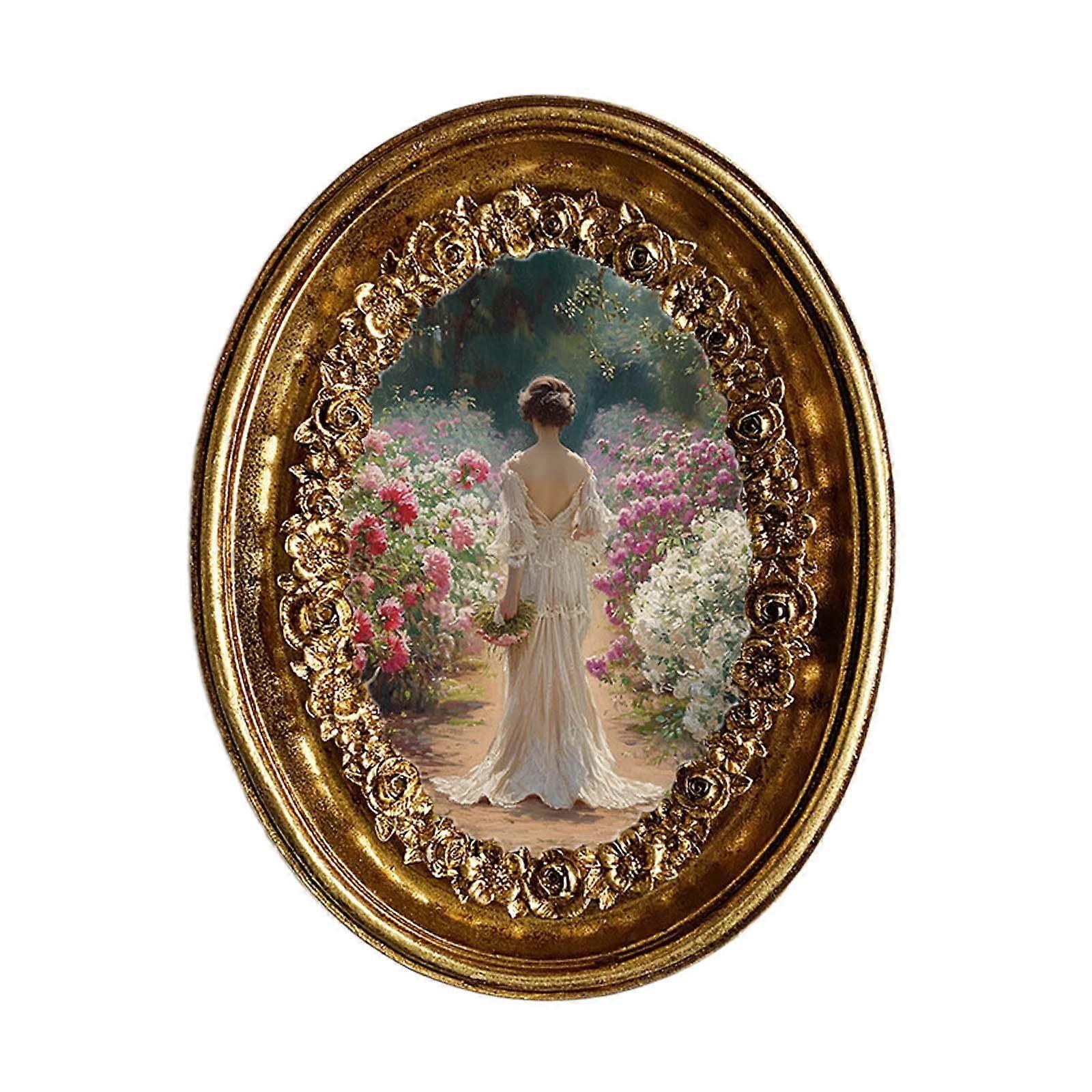 Resin Oval Picture Frame 14.8x18.7cm Old Fashioned for Office Studio Elegant