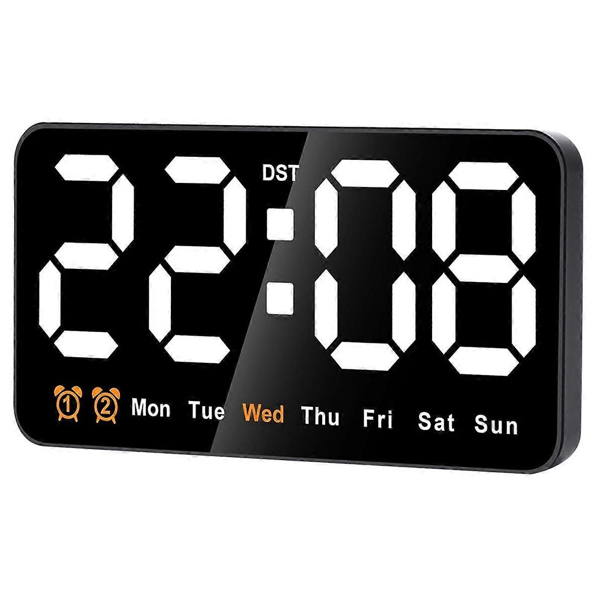 Digital Wall Clock, 9Inch LED Digital Clock Display with 12/24H, Big Digits,Small Silent Wall Clock