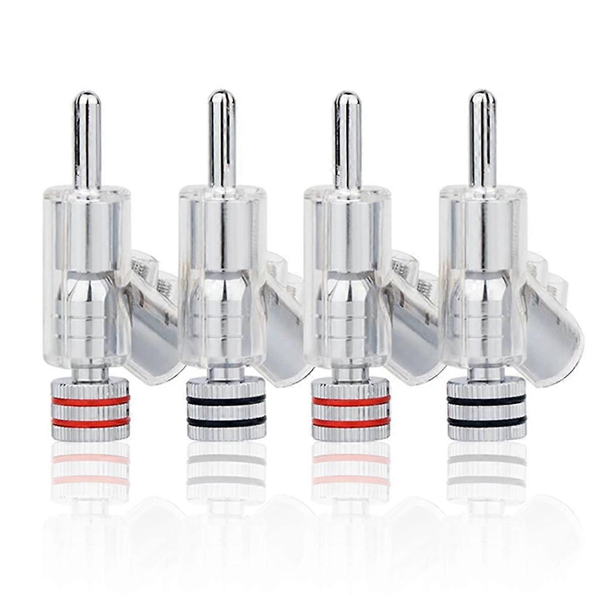 4 Pcs Hifi Rhodium Plated Lockable Speaker Cable Banana Plug Connector Audio Amplifier Speaker Wire