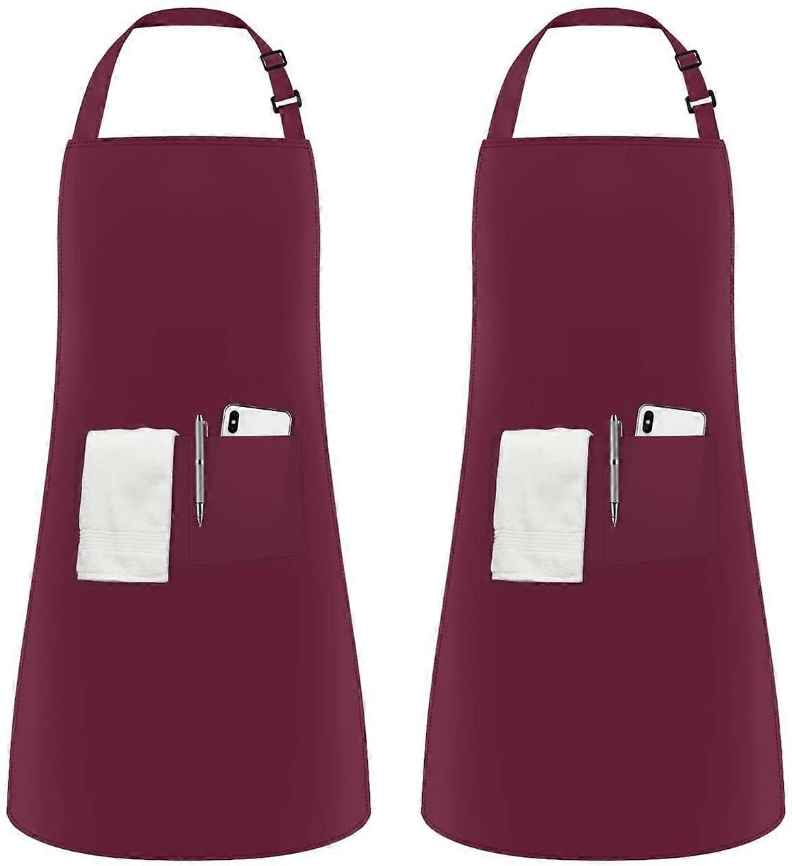 2Pcs Adjustable Apron with 2 Pockets Cooking Apron Kitchen Apron
