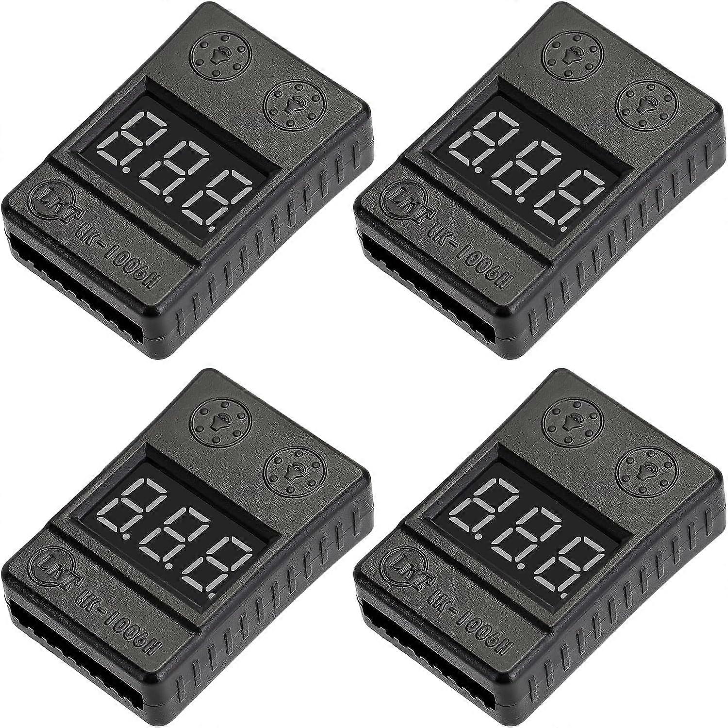 4 stuks Lipo Battery Checker 100Db Low Voltage Buzzer Alarm Met Led Display Voor 1-8S Rc Lipo Life Limn Li-Ion Batterij
