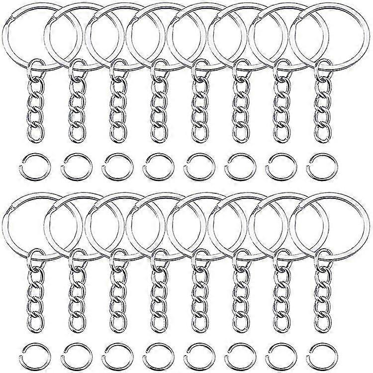 50pcs Keyring Blanks Split With Link Chain And Jumps Rings Metal Key Rings