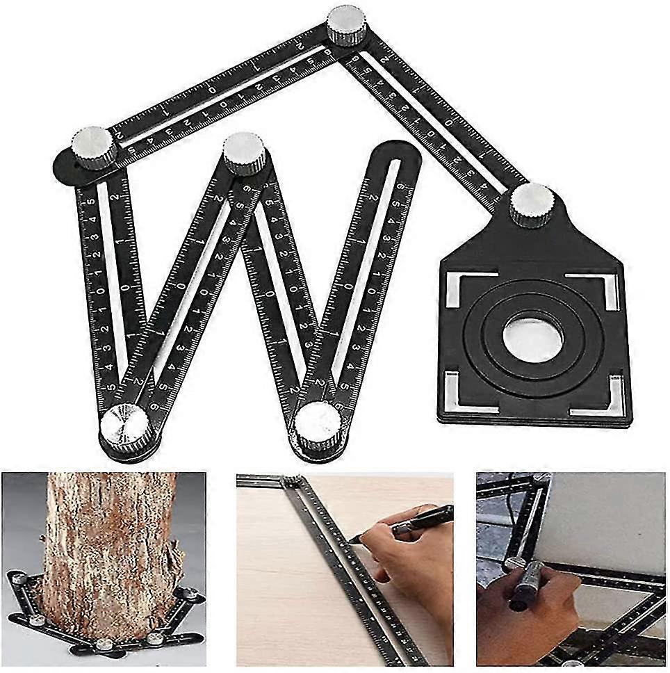 Multi Angle Ruler Adjustable Fold Aluminum Alloy Angleizer Template Tool Drill Guide Opening Ceramic Tile Hole Punch Locator Set