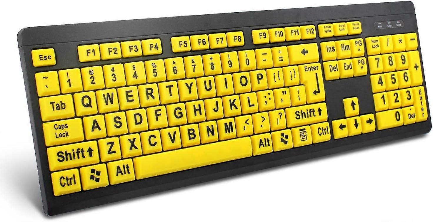 Large Print Computer Keyboard - Wired USB High Contrast Keyboard for Visually Impaired Individuals