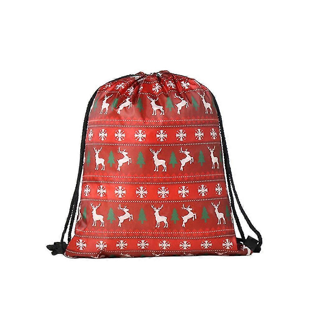 Christmas Gift Bag Drawstring Backpacks Printed Pouches For Party Favors Candies (random Pattern)