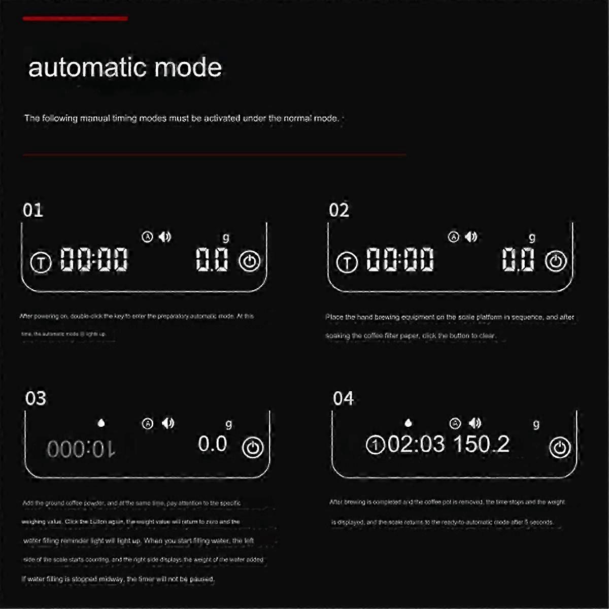 Coffee Scale , 0.1g Precise Graduation, Portable Pocket Scale Multi-function Timing Kitchen Scale White