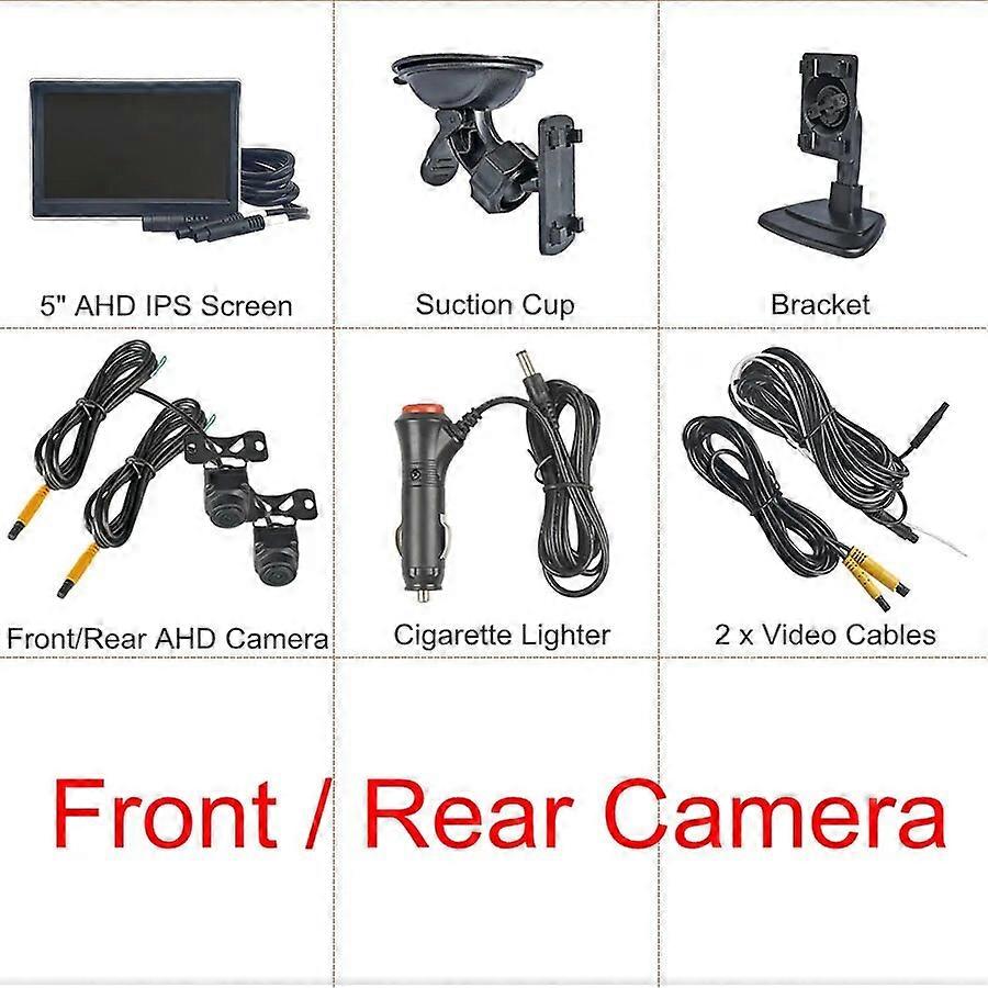 DIYKIT Monitor retrovisore per veicoli AHD IPS da 5 pollici 1920 * 1080 Registrazione DVR 2 Telecamera per auto di backup Supporto per visione notturna AHD Scheda SD