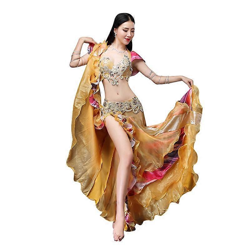 Belly dance skirt bra waist seal 3 piece set of hand embroidered Sequin high-end performance clothing