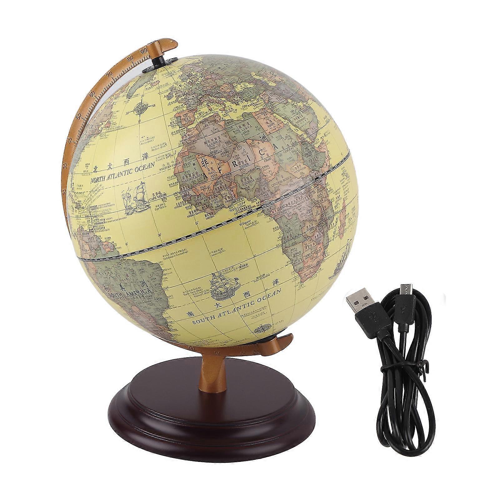 Antique 25cm 3D Globe with Light - Educational Toy and Desktop Decor