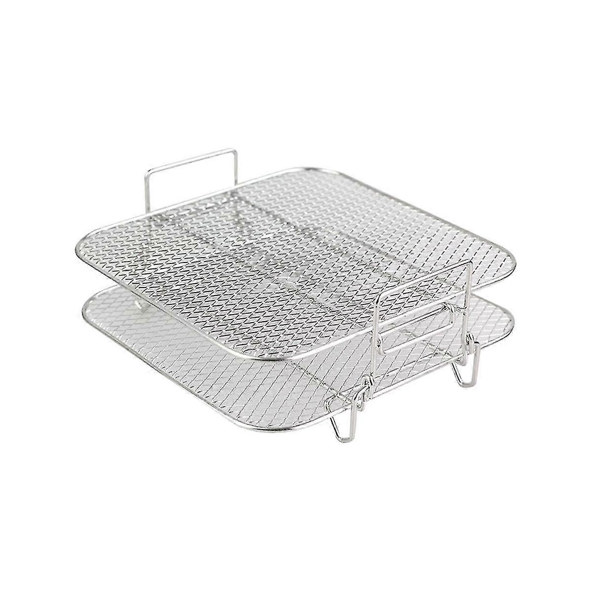2-layers Rack Stackable Grid Grilling Rack Stainless Steel For 4.2-5.8qt Kitchen Oven Steamer Cooke