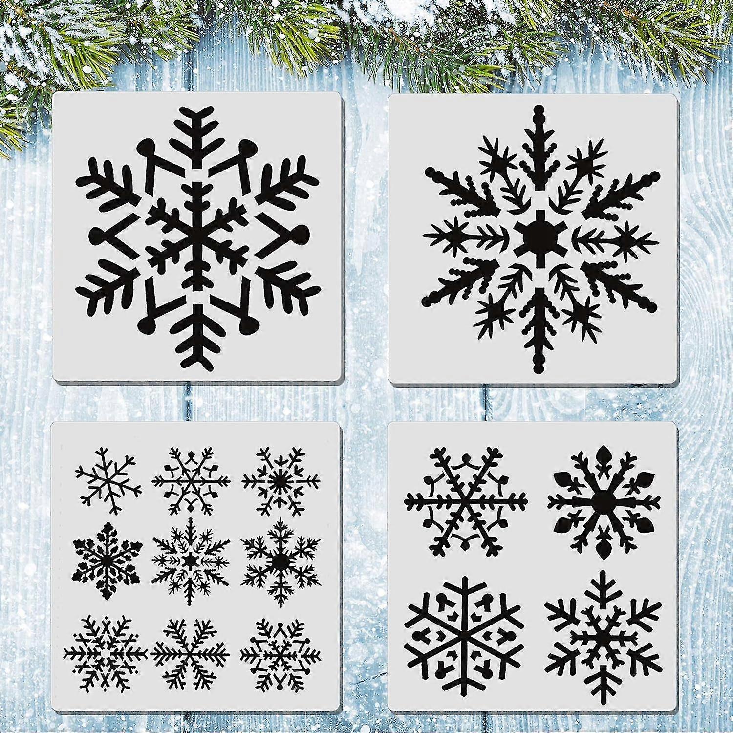 Window Snowflake Stencil - 4 Pieces For Holiday Decoration