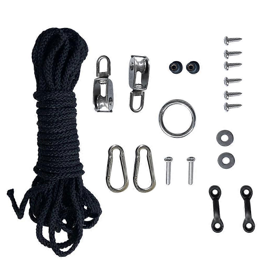 Durable Kayak Canoe Anchor Trolley Kit Deck Loop Pad Eye Rope Pulley Hardware