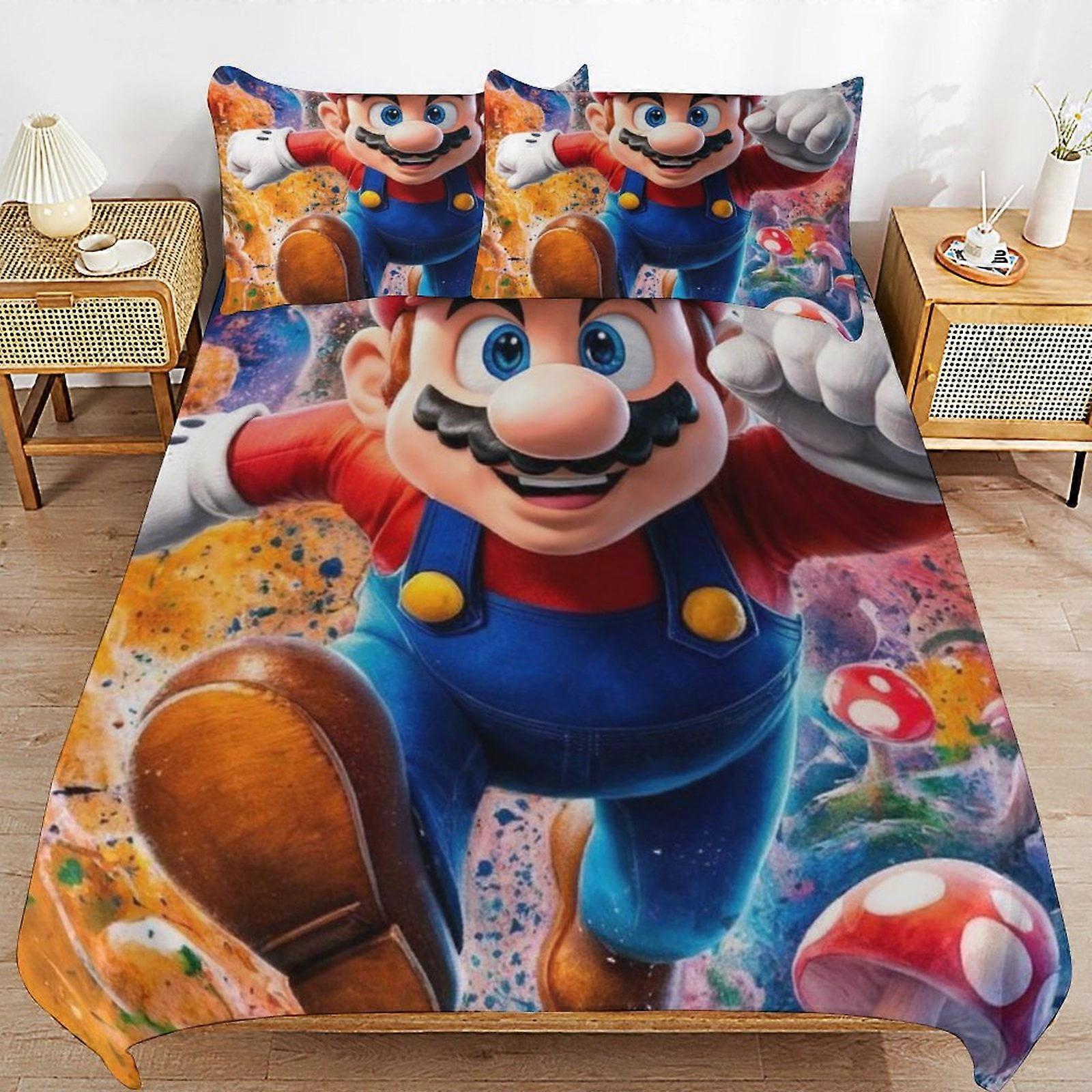 Bedding set JP35 Super Mario 3-Piece Comforter,Super Mario Bedding Set, Soft Microfiber Duvet Cover Set with Zipper Closure TH35