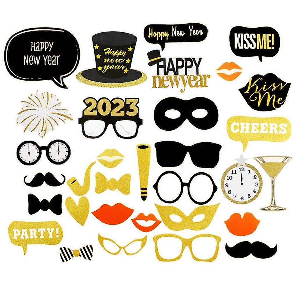 2023 New Year Eyeglasses New Years Eve Party Photo Booth Props Frame Kit