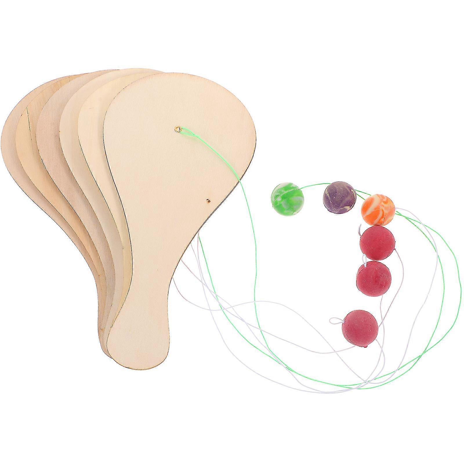 6pcs Bois Paddle Ball Jeu Intérieur Extérieur Paddle Ball Jouets Jeu Pour Enfants