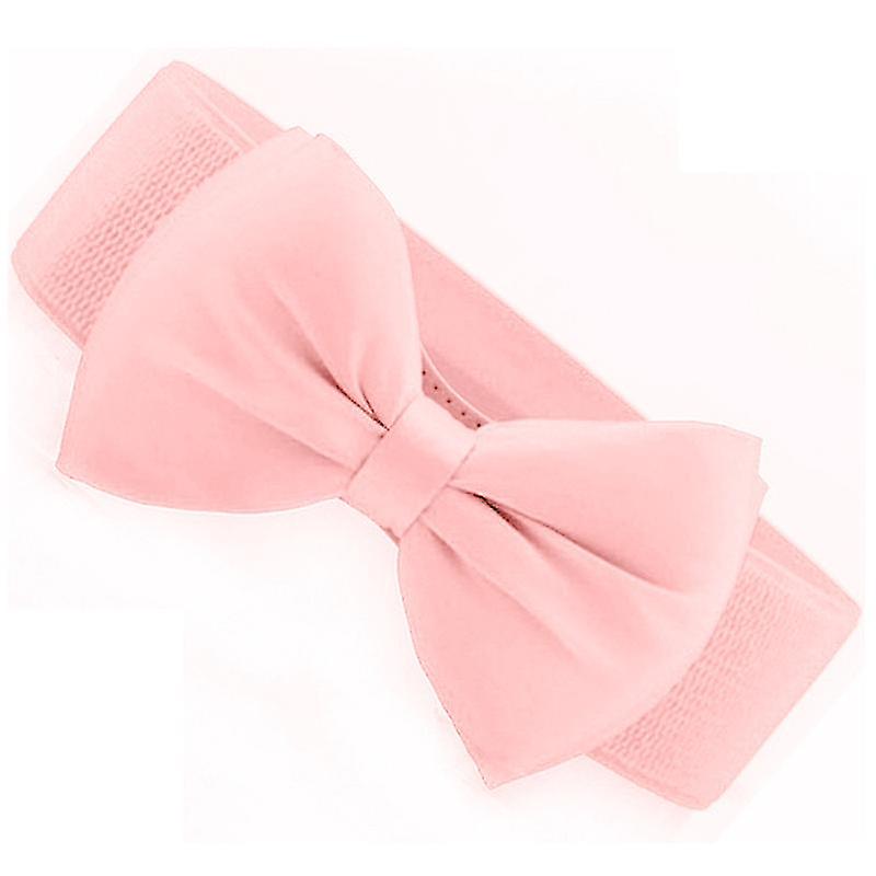 Womens Solid Bowknot Elastic Bow Wide Belts Klänning Spännen Stretch Linning