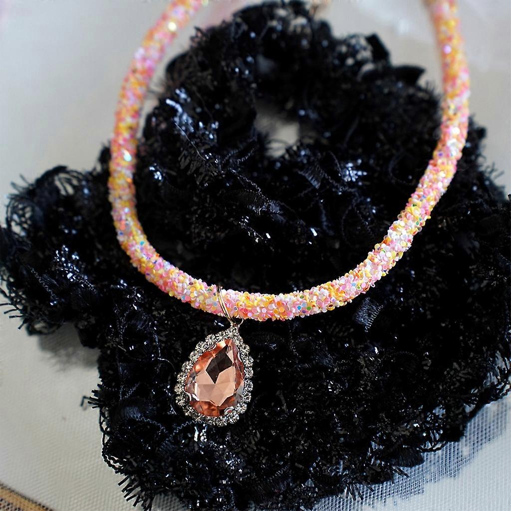 Sparkling Boy Girl Dog Collar Soft Adjustable Collar Water Drop Strass