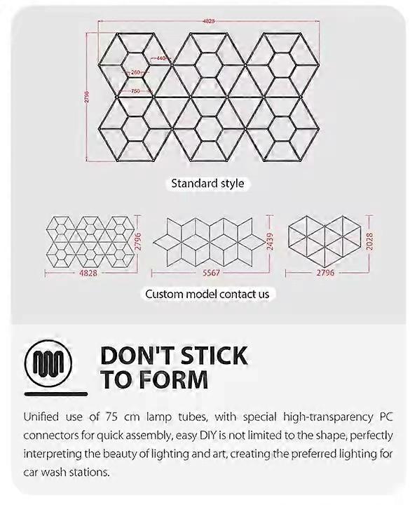 Super Bright Double Hollow Hexagonal Design Garage Light 4828Mm*2796Mm Auto Lighting Matrix