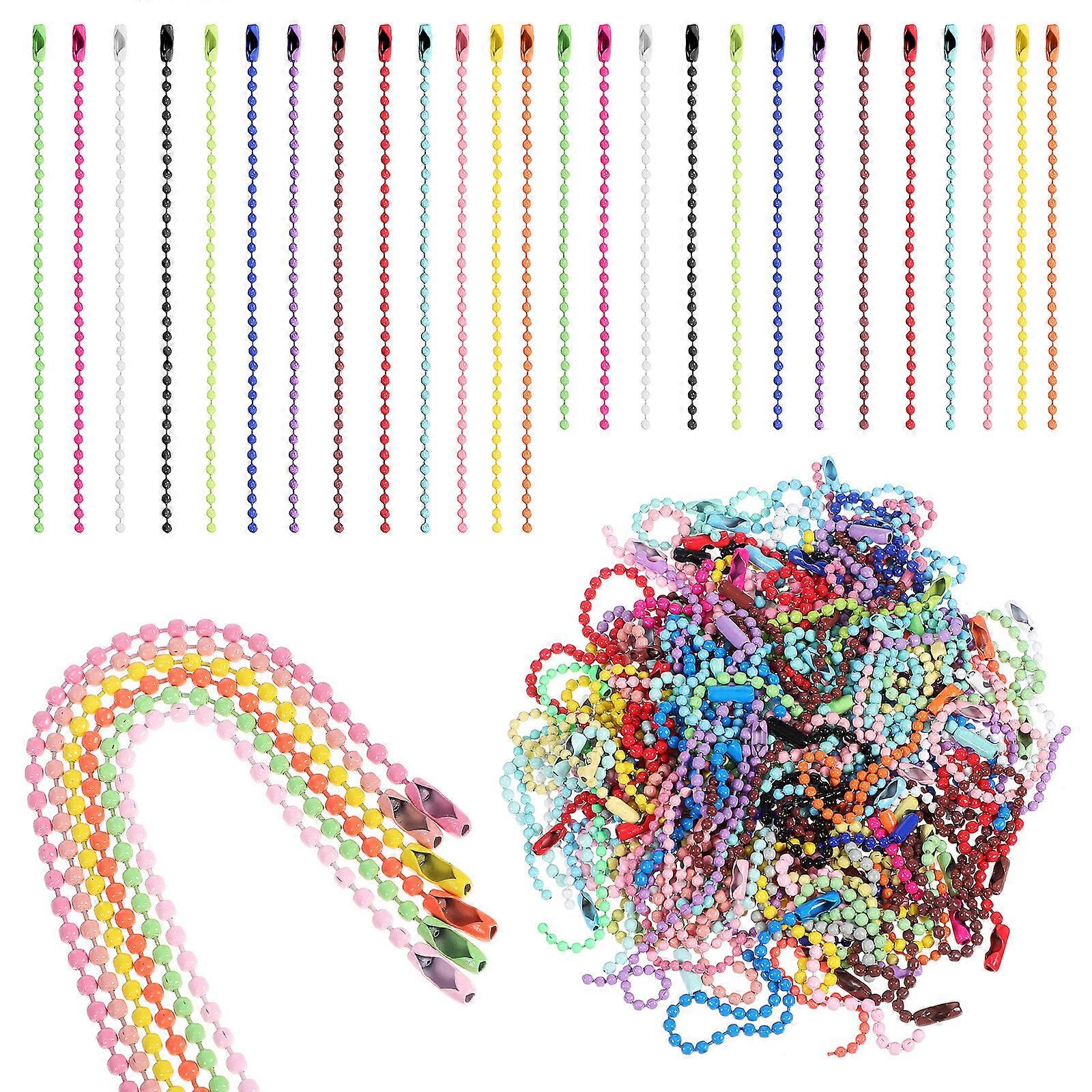 100pcs Beaded Chain Keychain Chains Ball Beads Hanging Chain Dog Tag Chains