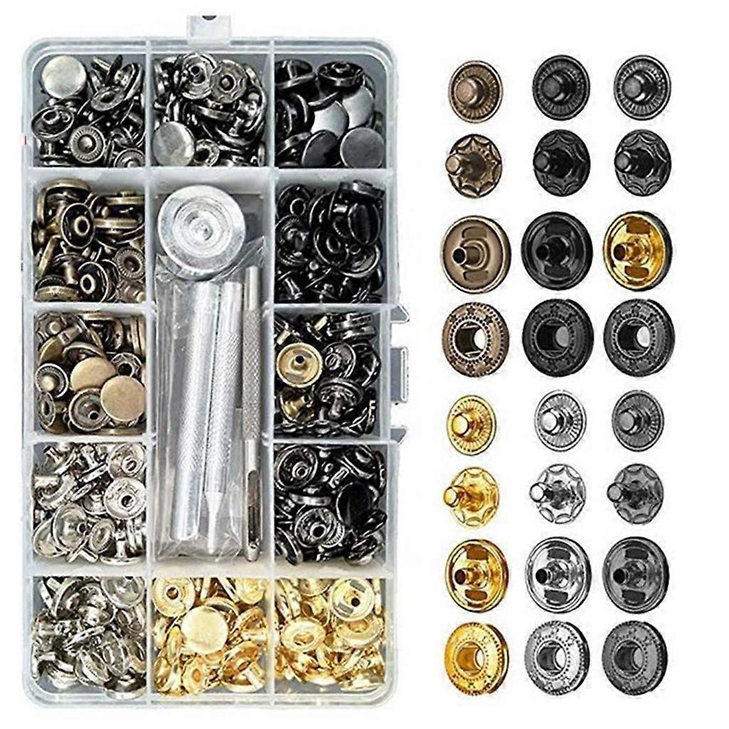120 Sets Sewing Snaps Leather Snap Fasteners Kit Metal Button Snaps Press Studs