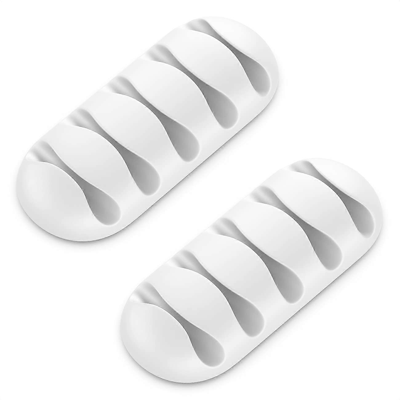 2x Cable Holders Cable Clips Each for 5 Cables Cable Management Organizer,White