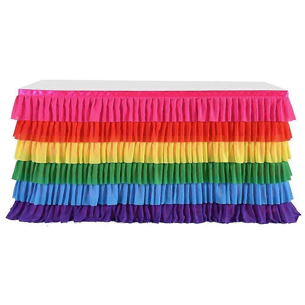 Colorful Table Skirt Chiffon Wave Table Skirt Table Cover Rectangle Table Tablecloth for Party Table Decoration