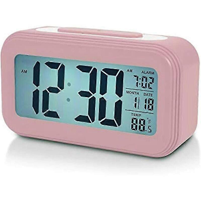 11cm Battery Operated Digital Alarm Clock For Bedroom, Lcd Display Bedside Alarm Clock With Snooze, Backlight, Night Light, Date & Temperature, Sleep