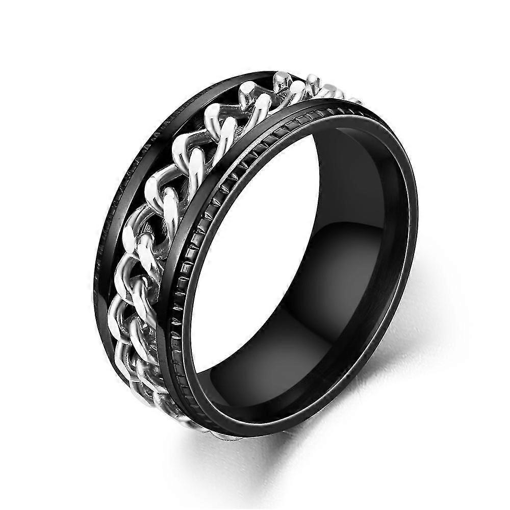 Anello Fidget Antistress In Acciaio Al Titanio Per Uomo E Donna, Design A Catena Dentata, Larghezza 8 Mm, Disponibile In Varie Taglie (5-14)