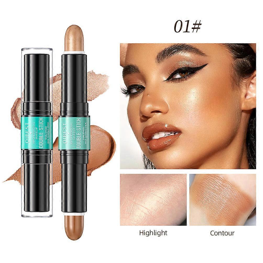 QIBEST Double-head Highlight Contour Stick Dual-use Nose Shadow Repair Concealer Pen For Face Cosmetic Shadow Pencil Makeup Tool