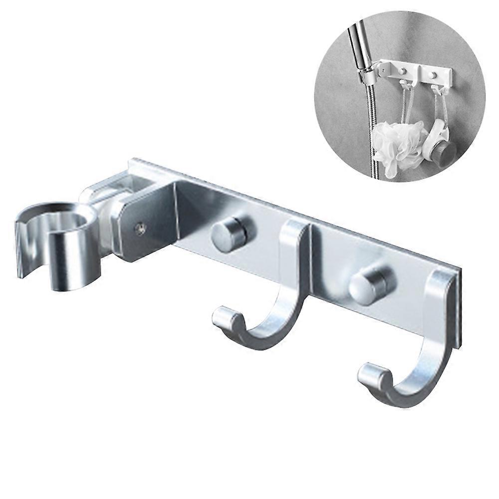 Shower Head Holder Wall Mount Bracket with 2 Hanger Hooks Handheld