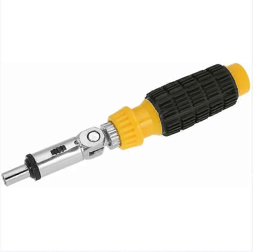 Ratchet Screwdriver Round Yellow Handle With Hexagon Socket Without Bit