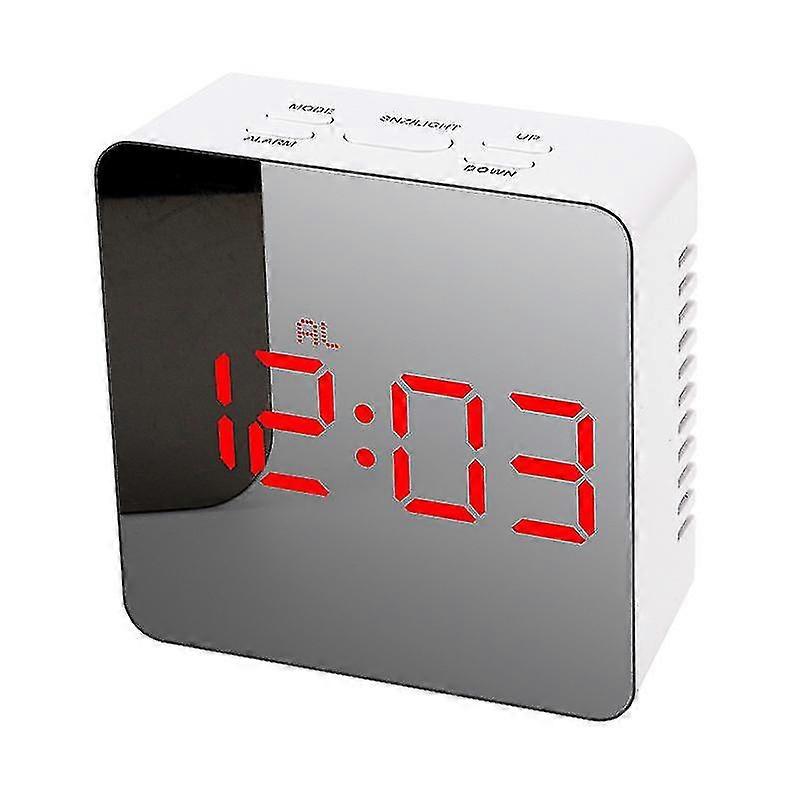Digital Alarm Clock, 4.5" Large Screen Led Mirror Clock With Usb Charging Ports(red Light White Shell)