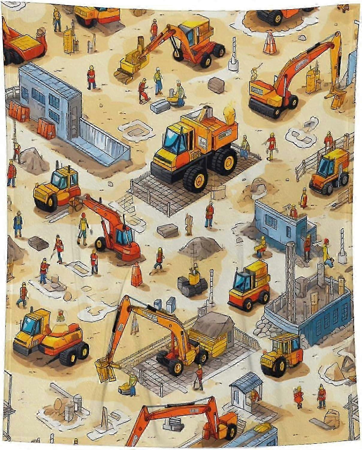 t3342 Blanket Construction Site Blanket, D Printed Flannel Throw Blanket,Super Soft Cozy Fuzzy Warm Throws,Site Blanket bn3342