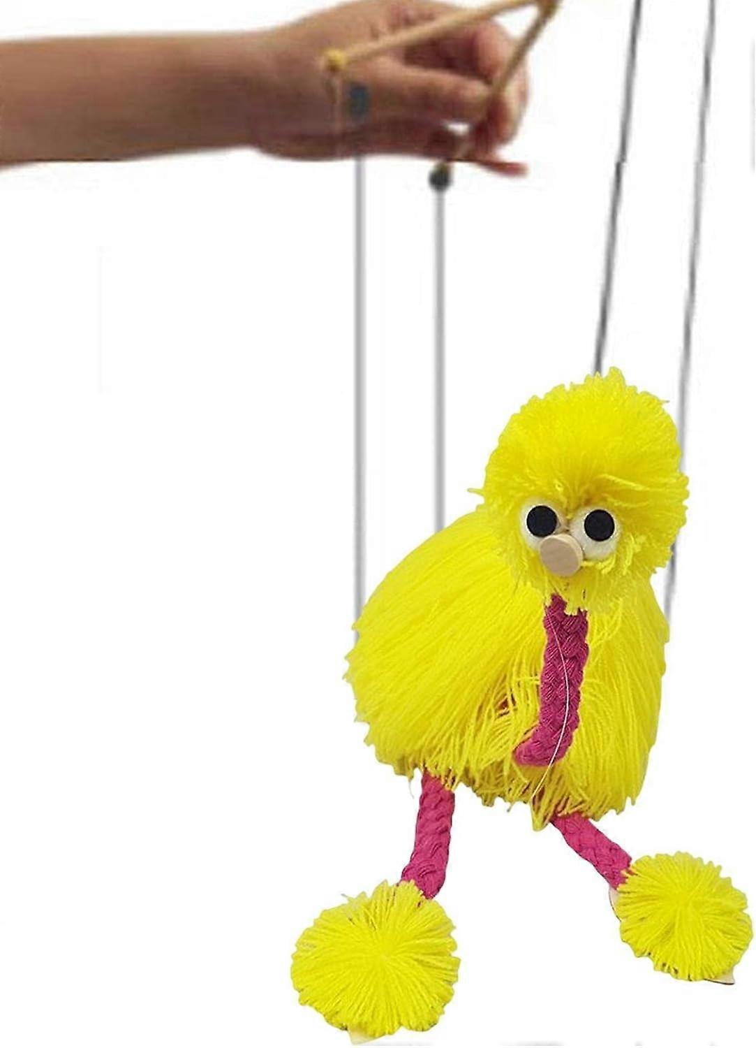 Puppet On Strings, Handmade Ostrich Marionette Puppets , Parent-Child Interactive Educational Props For Children Kids , Yellow