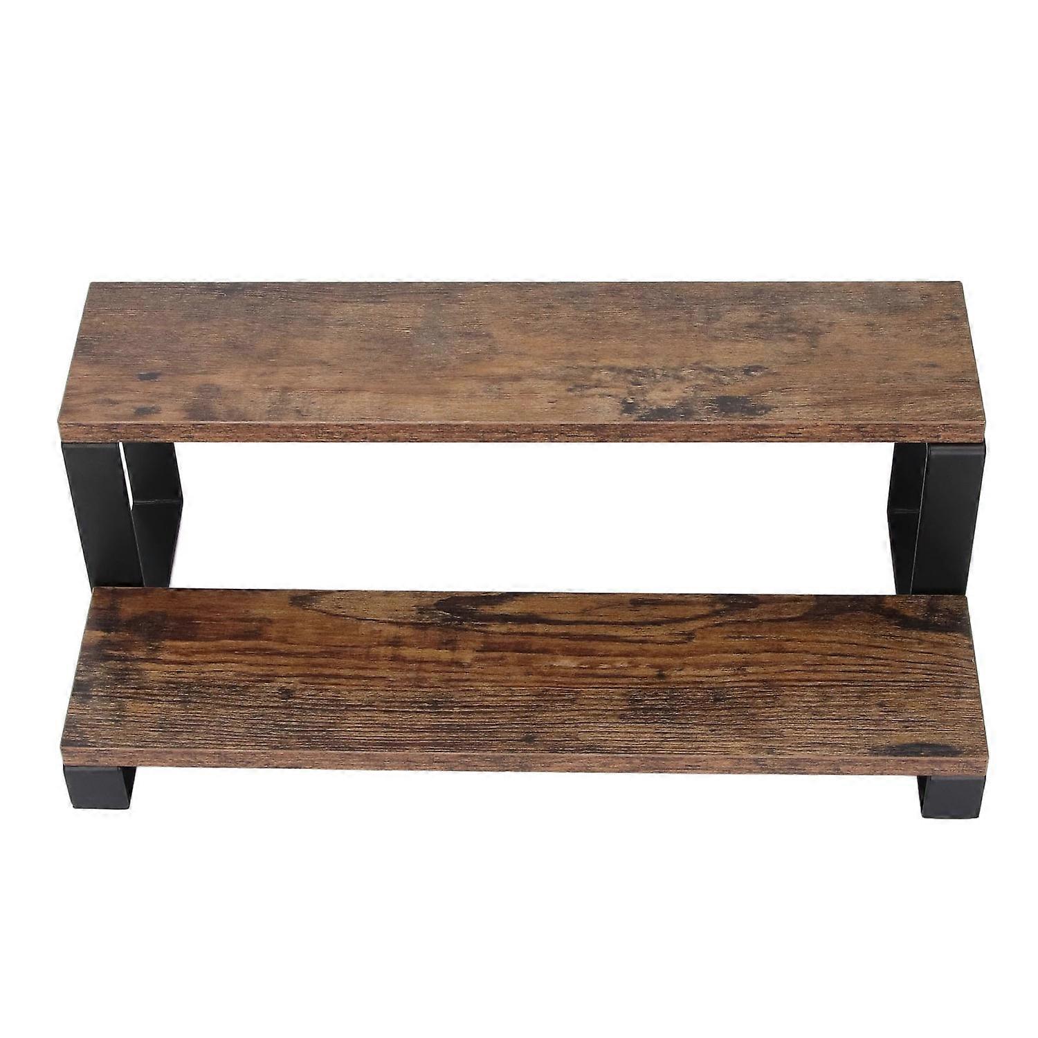 2 Tier Wooden Display Riser Stand Tiered Perfume Organizer Stand Spice Rack Organizer Display Shelf 