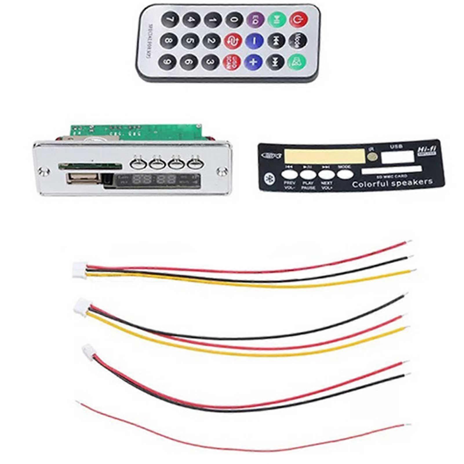 Mini 12V Blue Light MP3 Decoder Audios Decoding Board Time Display Support U-Disk TF Card FM Decoder Module