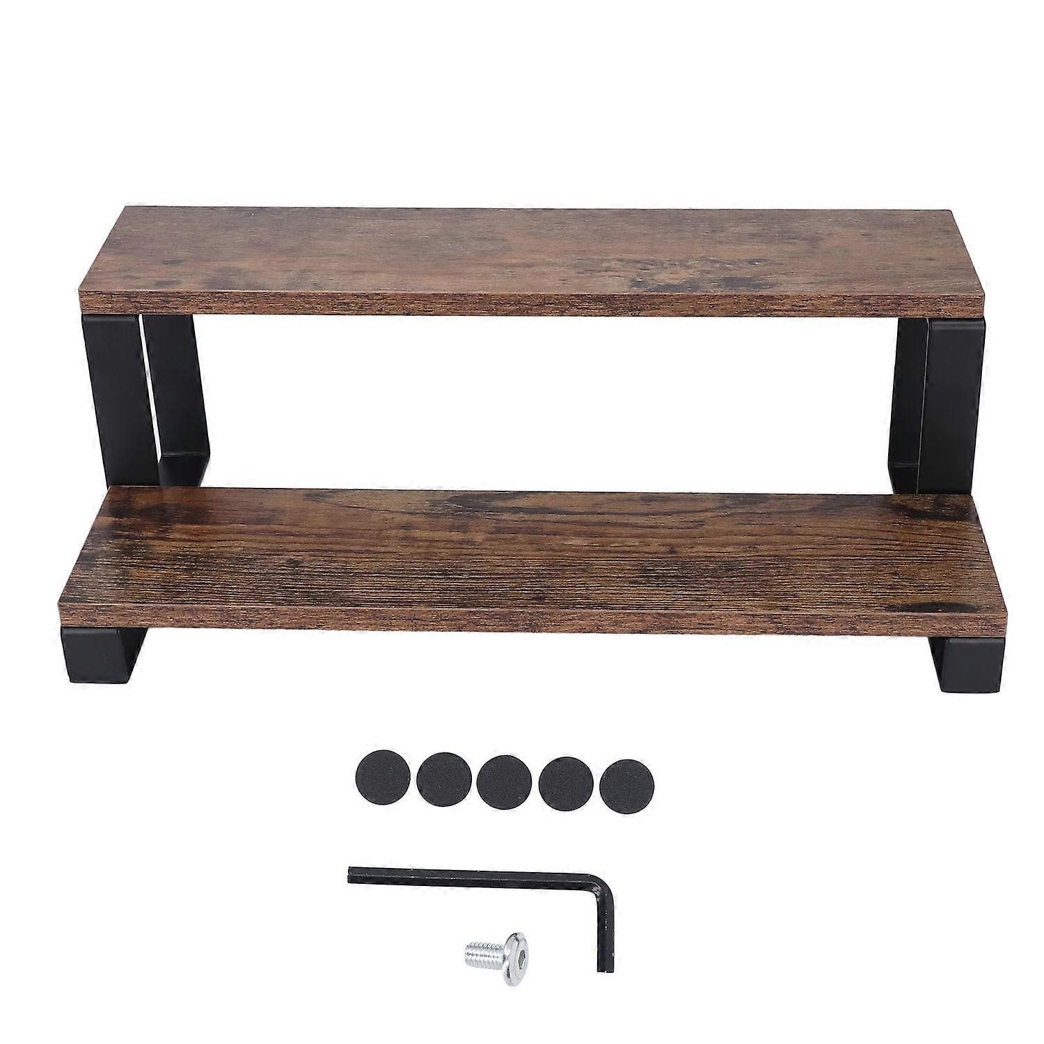 2 Tier Wooden Display Riser Stand Tiered Perfume Organizer Stand Spice Rack Organizer Display Shelf 
