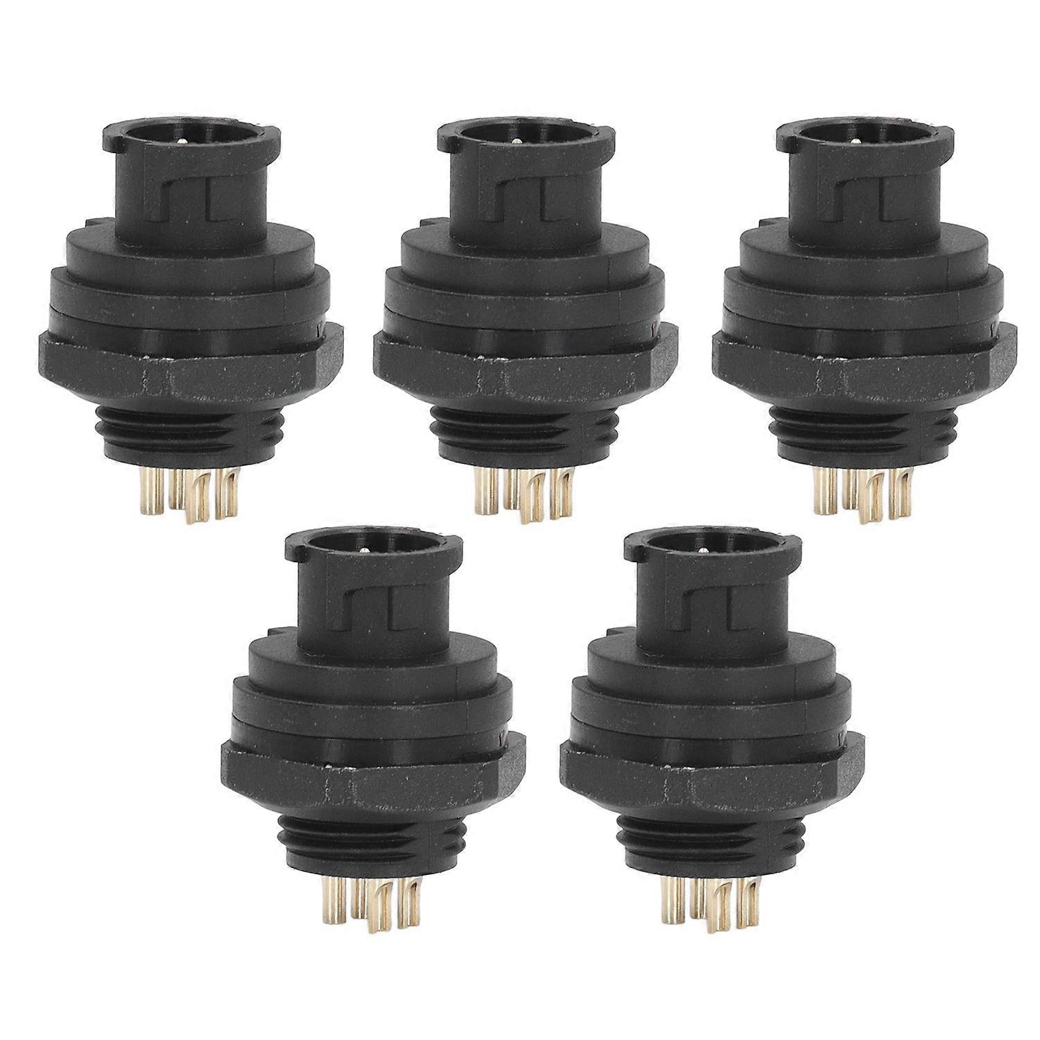 5 Pcs 4 Pin Front Panel Mount Socket 7/16in 28UNS Thread Connection Welding Wiring IP67 Aviation Con