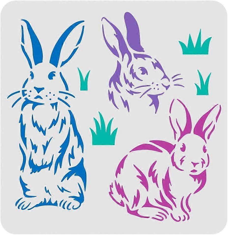 1pc Bunny Stencils for Painting 30x30cm Rabbits Drawing Template Easter Rabbit Painting Stencils Reusable Bunny Stencil DIY Art and Craft Stencils For