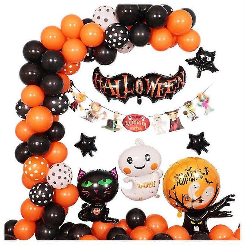 Halloween Balloon Decoration Set with Cartoon Ghost Tree Arch