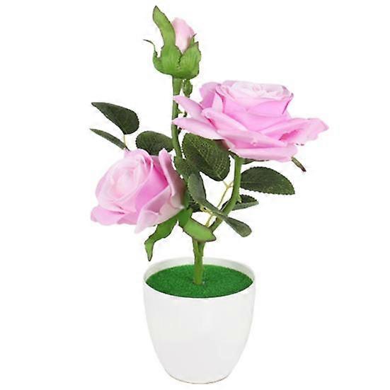 1 Set Artificial Potted Plant Cut Evenly Clear Texture Plastic Table Decor Simulation Rose Flower for Party