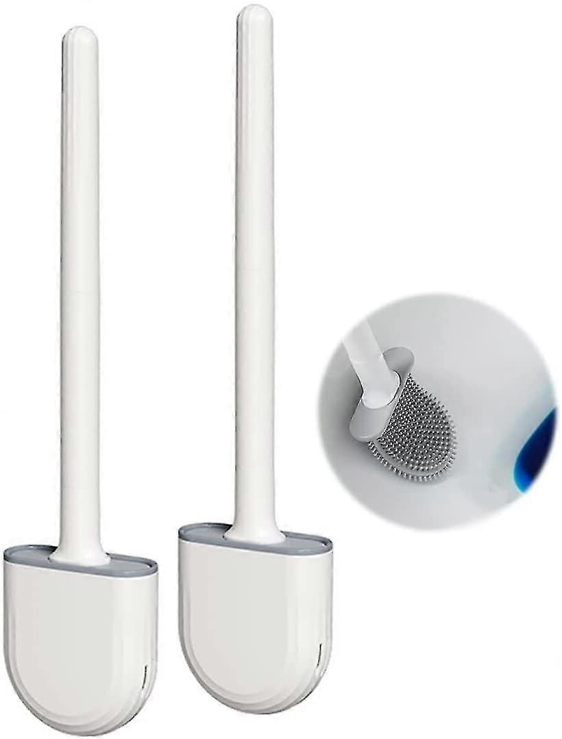 2 Pieces Toilet Brush,toilet Brush And Holders With Soft Bristles And Non-slip Handle - Quick Clean And Dry