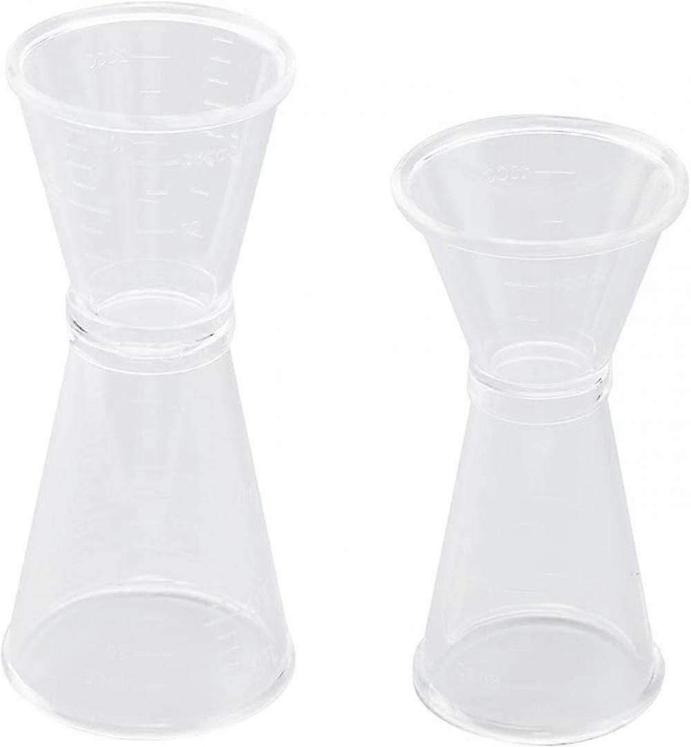 Plastic Pc Double Clamp Measuring Cup Transparent Set 2 (40ml 20ml 10ml) Measuring Cup School Home Kitchen Bar