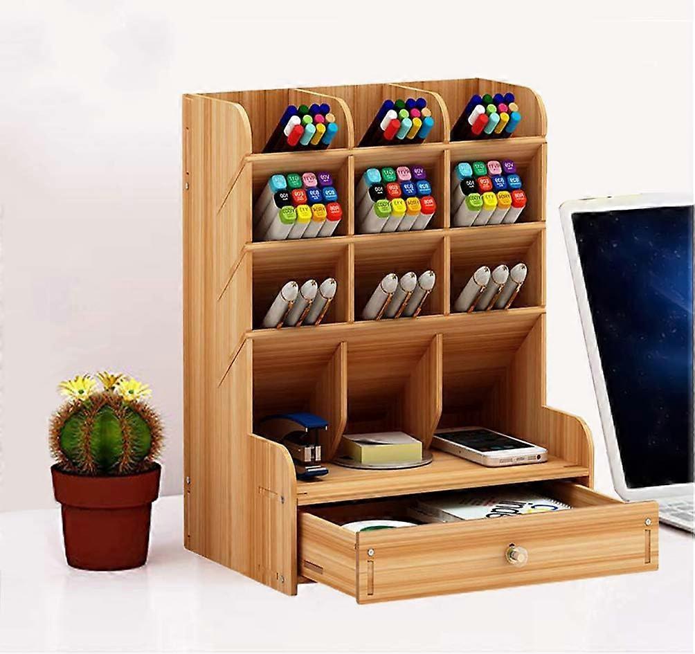 Wooden Desk Organizer, Desk Storage Box Office
