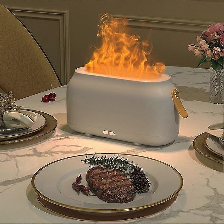 Simulation Flame Aromatherapy Humidifier Bedroom Ambient Light, Color: White