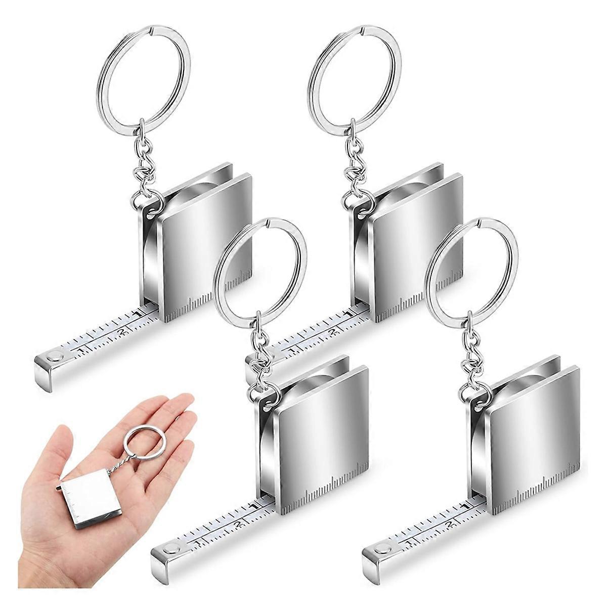 4-Piece Metal Keychain Tape Measure, Maximum Size is 51.97 Inch/4 Feet Small Retractable Tape Measu