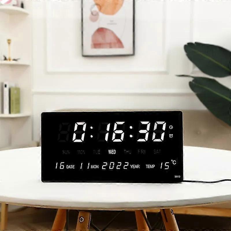 Luminous Digital Wall Clock 4 Alarms Hourly Chiming Temperature Date Calendar Desktop Table Clock Electronic Led Clock With Plug